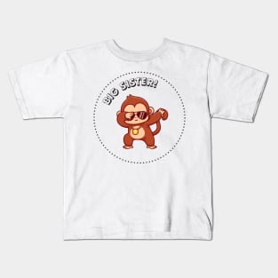 Big Sister Monkey Dabbing Kids T-Shirt